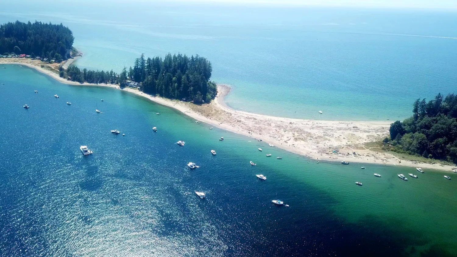 Turquoise water off Thormanby Island on a sunny summer day